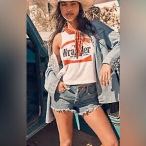 NEW Wrangler Purdue High Rise Denim Cutoff Shorts Distressed Women Sz 5